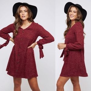Burgundy Button Down Knit Dress